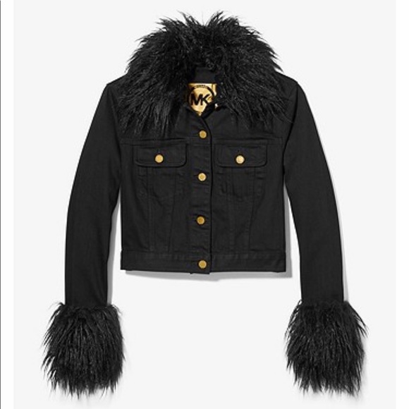 Michael Kors Faux Fur Trim Denim Jacket